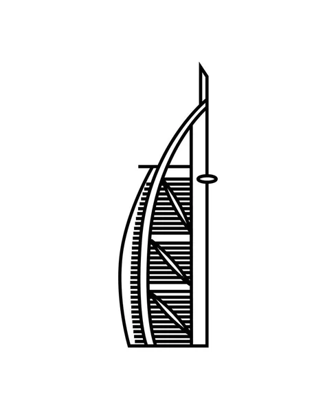 Vektor illustration begreppet Dubai tower ikonen. Svart på vit bakgrund — Stock vektor