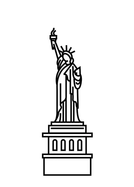 Vector illustratie concept van het pictogram van de Statue Of Liberty. Zwart op witte achtergrond — Stockvector