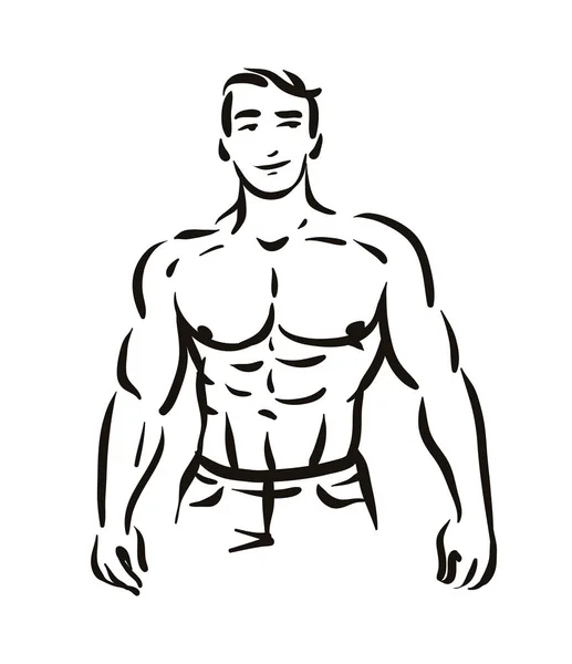 Vektor Illustration Konzept des Mannes Bodybuilder Figur Silhouette. schwarz auf weißem Hintergrund — Stockvektor