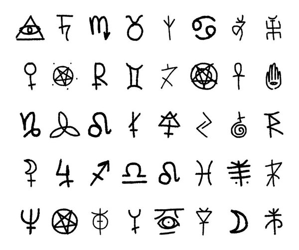 Vector illustration concept of alchemy icon. Black on white background