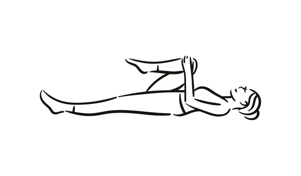 Yoga posituren illustration på vit backgroundrelax och meditera. Hälsosam livsstil. Balansträning. — Stock vektor