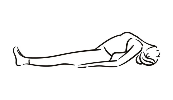 Yoga berpose ilustrasi pada latar belakang putih Tenang dan meditasi. Gaya hidup sehat. Pelatihan keseimbangan . - Stok Vektor