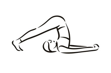 Yoga pulluk, halasana resimde beyaz arka plan üzerinde poz. Sakin ol ve meditasyon. Sağlıklı bir yaşam tarzı. Denge eğitim.