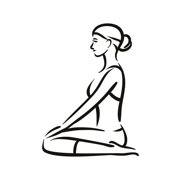 Yoga Pose Ilustración Sobre Fondo Blancorelájate Medita Estilo Vida Saludable — Vector de stock