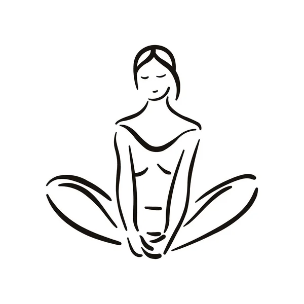 Yoga pose illustration sur fond blancDétendez-vous et méditez. Mode de vie sain. Formation équilibrée . — Image vectorielle