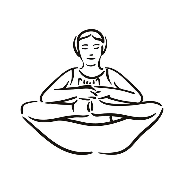 Yoga resimde beyaz backgroundrelax üzerinde poz ve meditasyon. Sağlıklı bir yaşam tarzı. Denge eğitim. — Stok Vektör