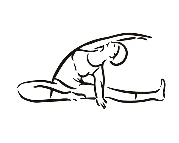 Yoga Posa Illustrazione Sfondo Biancorilassarsi Meditare Stile Vita Sano — Vettoriale Stock