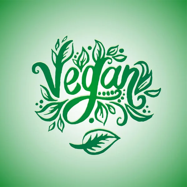 Concepto de ilustración vectorial del icono de letras verdes de palabra vegana . — Vector de stock