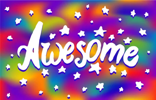 Vektör simgesi beyaz zemin üzerine yazı Awesome ifade kelime illüstrasyon kavramı.