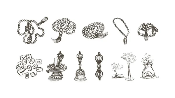 Vektor Illustration Konzept der Religion und esoterischen Gegenständen Symbol. schwarz auf weißem Hintergrund — Stockvektor