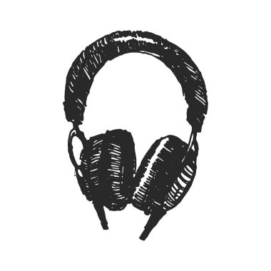 Vektör illüstrasyon kavramı kulaklıklar el boğulmak resimde beyaz arka plan üzerinde