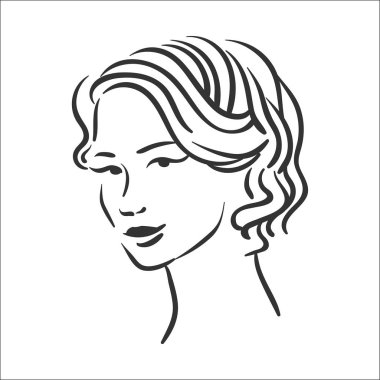 Beyaz arka plan üzerinde kadın saç modeli illüstrasyon vektör illüstrasyon kavramı
