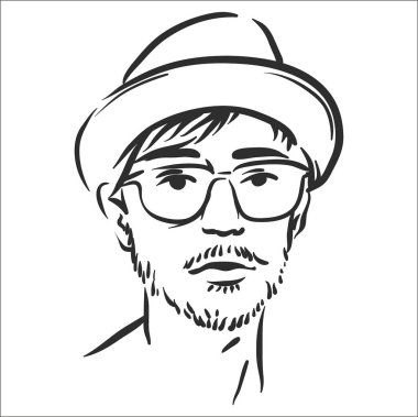Hipster hat sanat resimde beyaz arka plan üzerinde vektör illüstrasyon kavramı