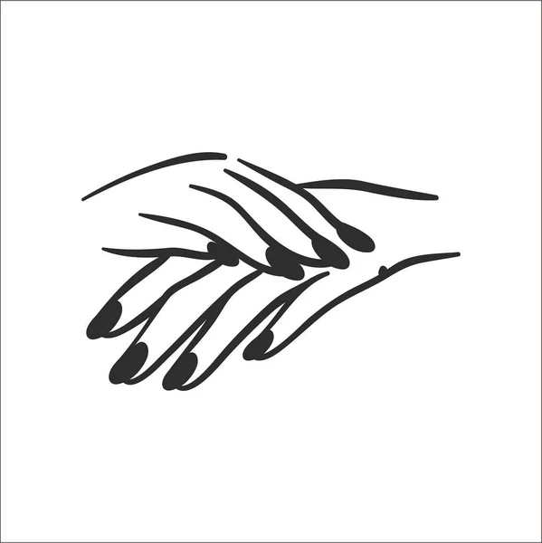 Ilustración vectorial concepto de manos con icono de manicura. Negro sobre fondo blanco — Vector de stock