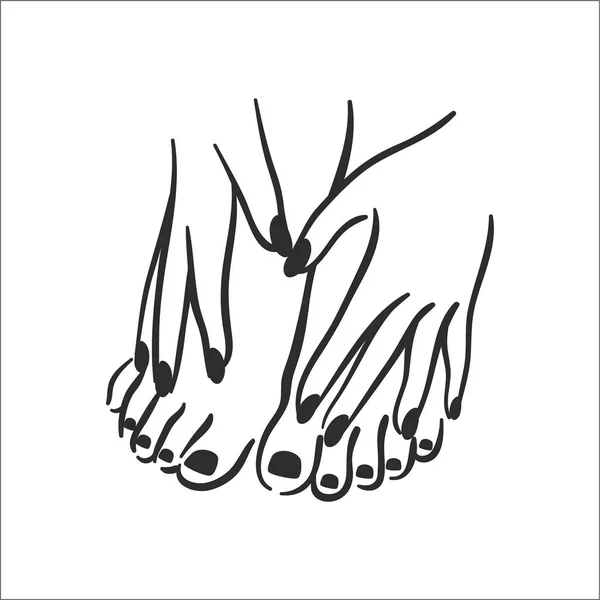 Vector illustratie concept van handen met manicure pictogram. Zwart op witte achtergrond — Stockvector