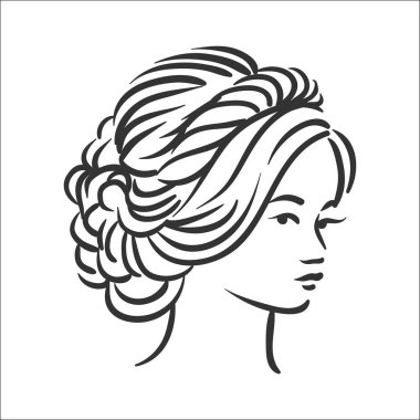 Beyaz arka plan üzerinde kadın saç modeli illüstrasyon vektör illüstrasyon kavramı