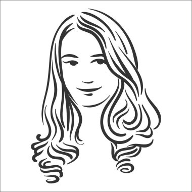Beyaz arka plan üzerinde kadın saç modeli illüstrasyon vektör illüstrasyon kavramı
