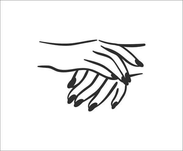 手的向量例证概念与修指甲图标。黑色在白色背景 — 图库矢量图片