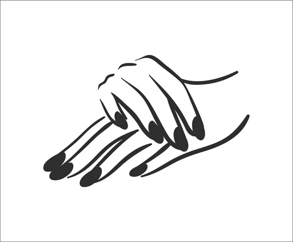 Ilustración vectorial concepto de manos con icono de manicura. Negro sobre fondo blanco — Vector de stock