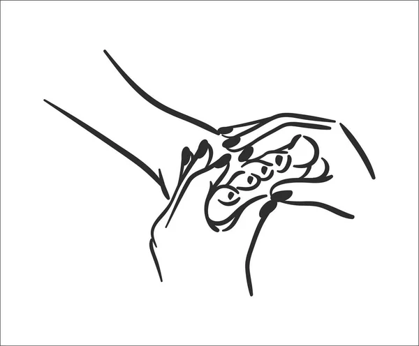 Vektor Illustration Konzept der Hände mit Maniküre-Symbol. schwarz auf weißem Hintergrund — Stockvektor