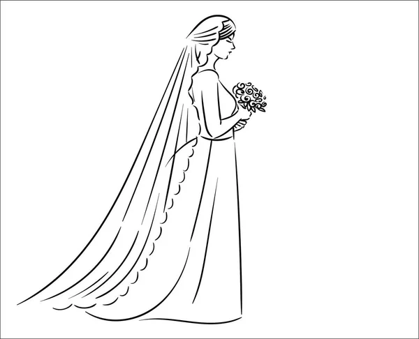 Conceito de ilustração vetorial da ilustração do ícone da noiva no fundo branco —  Vetores de Stock