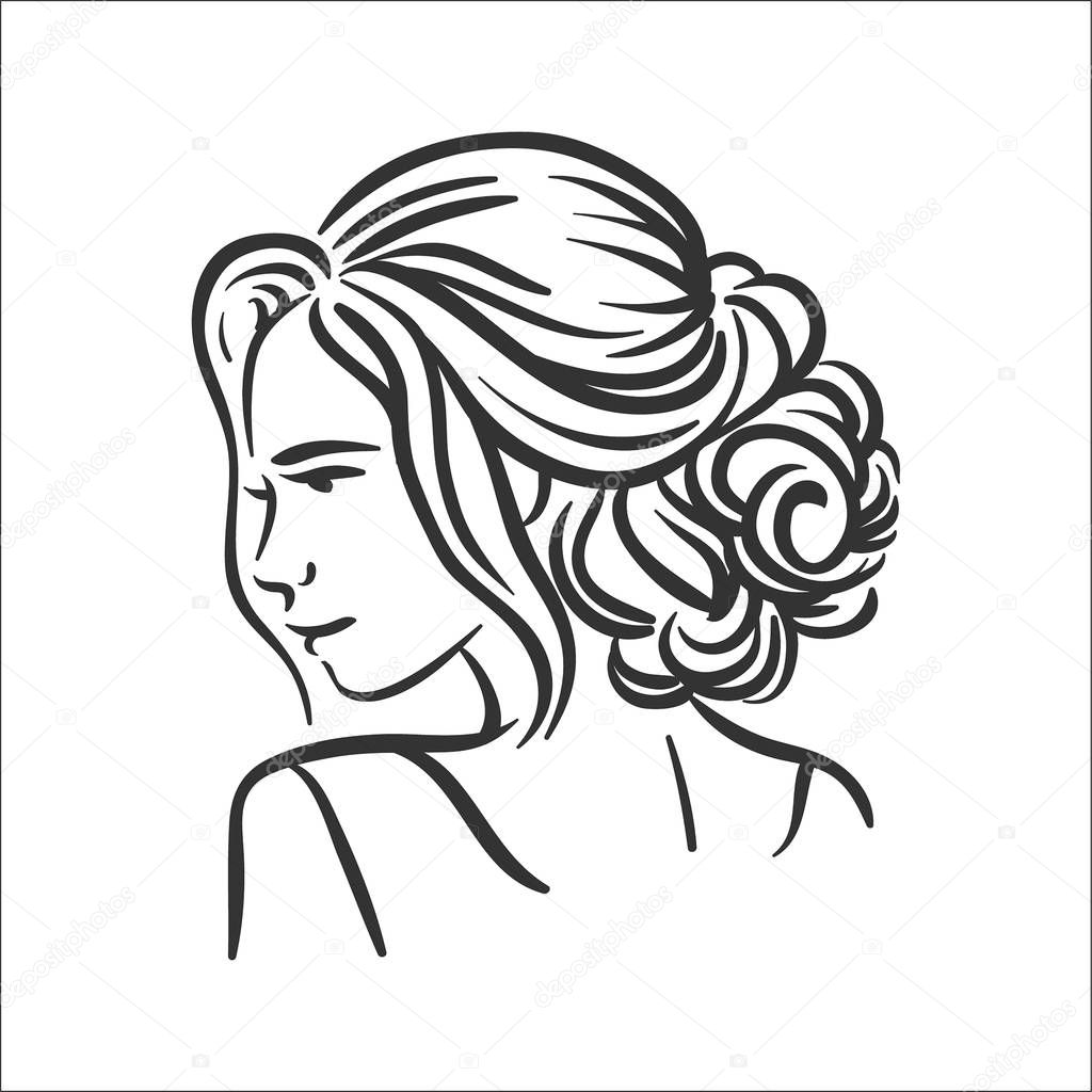 Vector illustration concept of Woman hairstyle illustration on white background