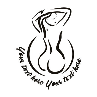 Vektör el illüstrasyon kadın figürü silueti beyaz zemin üzerine çekilmiş..