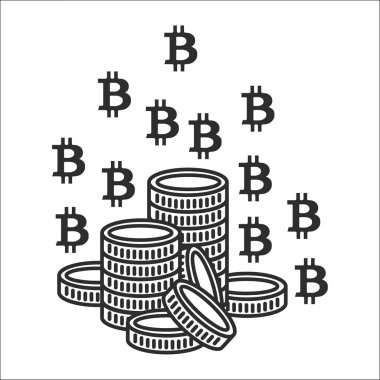 Madenci bitcoin Kripto para birimi sembol simge vektör illüstrasyon kavramı. Beyaz arka planda siyah
