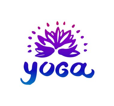 Vektör el çizimi Yoga logo illüstrasyon beyaz zemin üzerine çekilmiş..