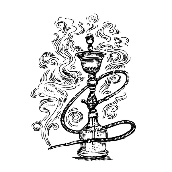 Vector hand drawn illustration of hookah hand drown sketch illustration on white background. — Stock Vector