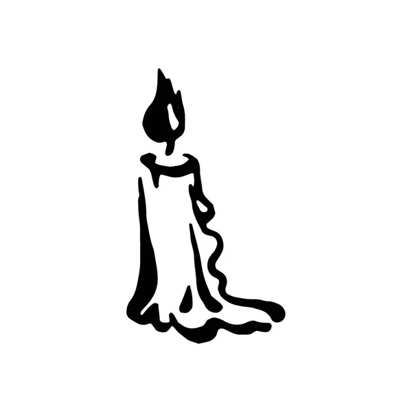 向量手绘的手被画的女巫并且魔术项目蜡烛例证在白色背景. — 图库矢量图片