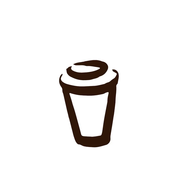 Concetto di illustrazione vettoriale del logo del caffè. Marrone su sfondo beige — Vettoriale Stock