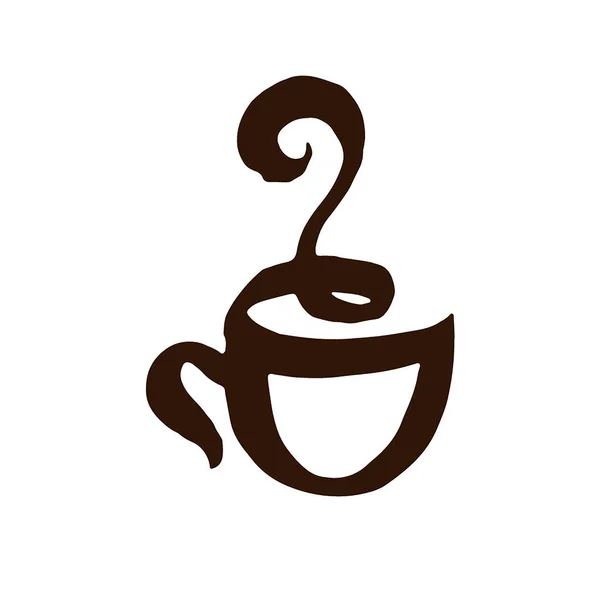 Concetto di illustrazione vettoriale del logo del caffè. Marrone su sfondo beige — Vettoriale Stock