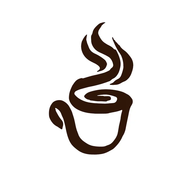 Conceito de ilustração vetorial do logotipo do café. Castanho sobre fundo bege —  Vetores de Stock