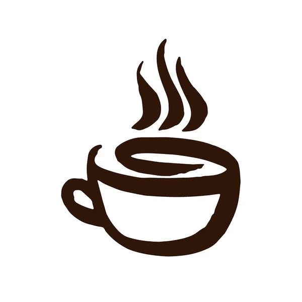 Conceito de ilustração vetorial do logotipo do café. Castanho sobre fundo bege —  Vetores de Stock