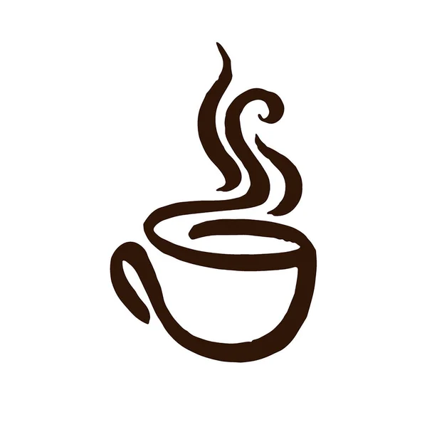 Conceito de ilustração vetorial do logotipo do café. Castanho sobre fundo bege —  Vetores de Stock