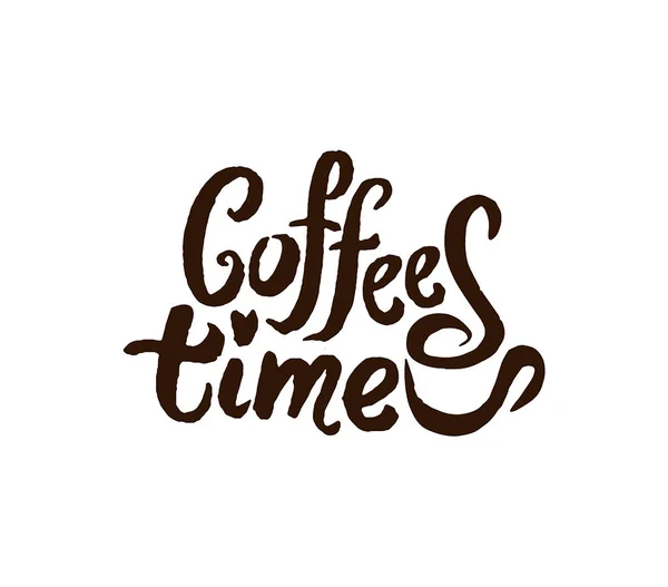 Vector mão desenhada Citação de café lettering ilustração composição com símbolo copo —  Vetores de Stock