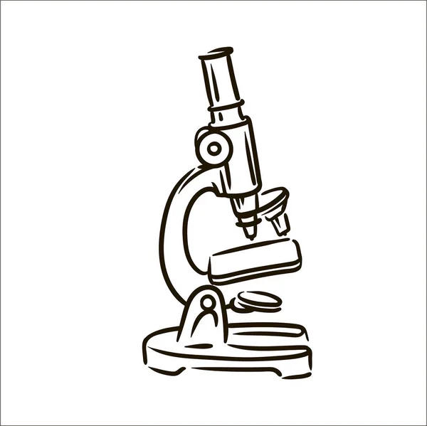 Vektor handgezeichnet Mikroskop einfache Skizze Illustration auf weißem Hintergrund. — Stockvektor