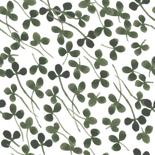 Akvarell växtbaserade klöver organiska natur blommig illustration sömlösa mönster — Stockfoto
