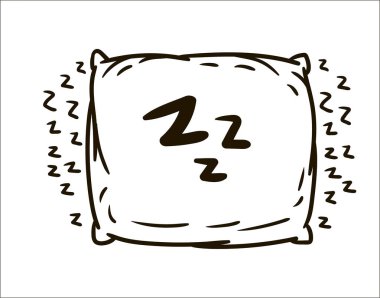 Beyaz arka plan üzerinde elle çizilmiş yastık basit kroki çizim vektör.