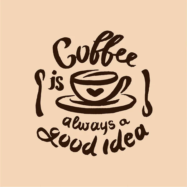 Vector dibujado a mano Composición de ilustración de letras de café con símbolo de taza — Archivo Imágenes Vectoriales