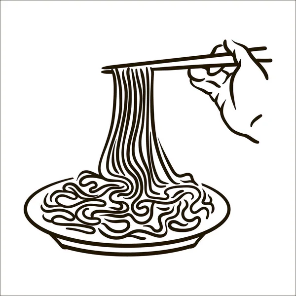 Vector Noodles ilustración de boceto simple sobre fondo blanco — Archivo Imágenes Vectoriales