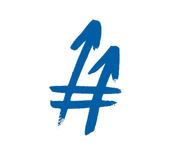 Hashtag známky. Znak čísla, hodnoty hash nebo znak libry. Ručně malované symboly izolovaných na bílém pozadí. Vektorové ilustrace — Stockový vektor