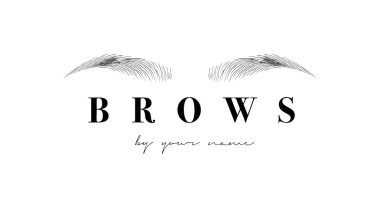Beautiful vector hand drawing eyebrows for the logo of the master on the eyebrows. Business card template. clipart