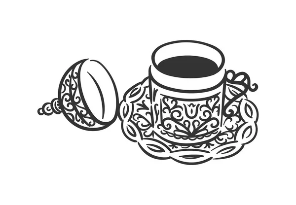 Vector hand drawn illustration concept of Turkish coffee cup symbol icon — Stock Vector