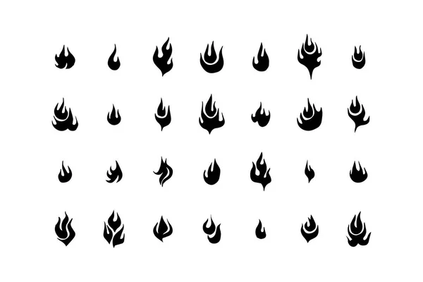 화재 불길, 흰색 배경 세트 벡터 아이콘 그림 — 스톡 벡터