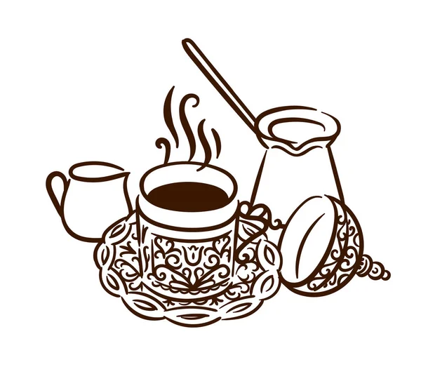 Χέρι διανυσματικά εικονογράφηση έννοια της τούρκικος καφές Κύπελλο σύμβολο εικονίδιο — Διανυσματικό Αρχείο