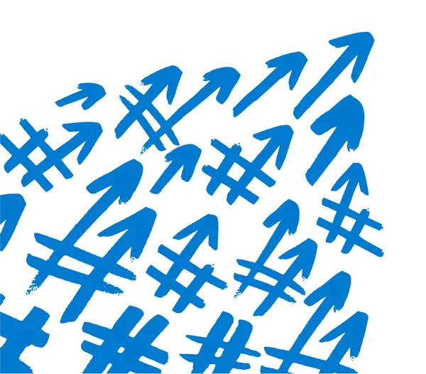 Hashtag jelei. Kettős keresztet, hash, vagy a font jel. Varrat nélküli mintát a kézzel festett szimbólumokat elszigetelt fehér background. Vektoros illusztráció — Stock Vector