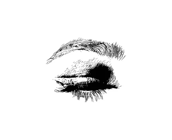 Vecteur dessiné à la main femmes oeil de mode maquillage illustration sur fond blanc — Image vectorielle