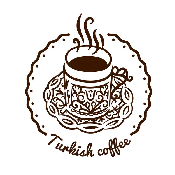 Conceito de ilustração desenhada à mão vetorial do ícone de símbolo de xícara de café turco —  Vetores de Stock